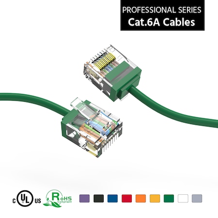CAT6A UTP Super-Slim Ethernet Network Cable 32AWG- 5ft- Green